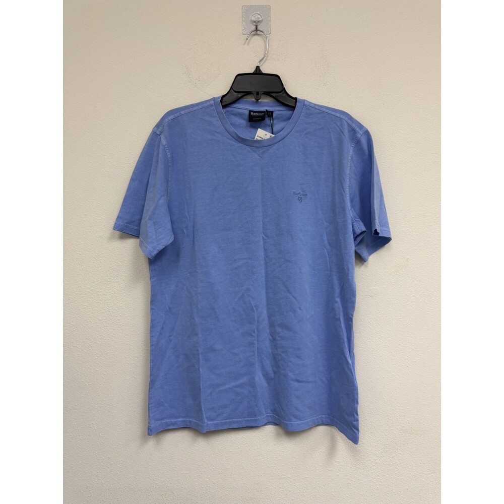 BARBOUR Mens Sky Blue Garment Dyed Cotton Crew Neck T Shirt LARGE NWT